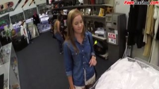 Innocent pawnshop customer gets throatfucked