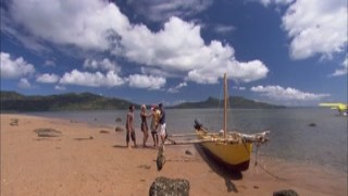 On the Tropical Beach Justine Joins Some Men and Gets B