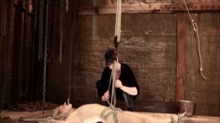 Blonde lesbian caned on hogtie