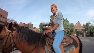 Riding a horse and fucked in a saloon